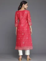 Coral Printed Chanderi Silk Straight Kurta - Image 3