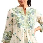 Womens Cotton Printed Anarkali Short Top Kurti